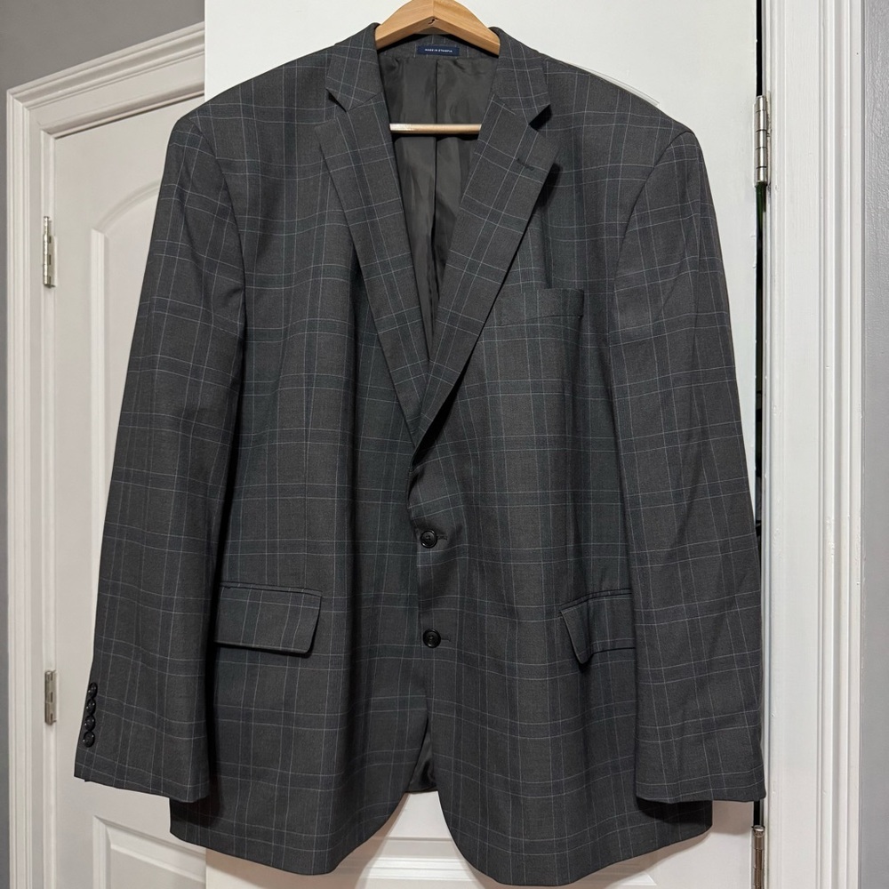 Men's Stafford Big & Tall 52R Gray Plaid Blazer EUC